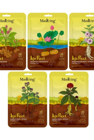 MasKing Jeju Root face sheet mask for skin hydrating & Nourishing, Ideal for menand women, Pack of 5