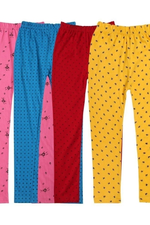 Diaz Pack of 4 Girls 100% Cotton Leggings ( Multicolor ) - None