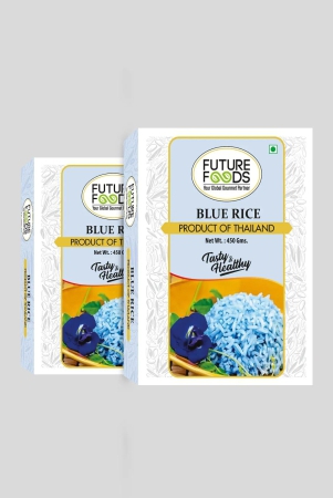 Future Foods Blue Rice 0.900 Kg - Combo of Thai Jasmine Rice & Blue Butterfly Pea Flower - Pack of 2 450gm*2