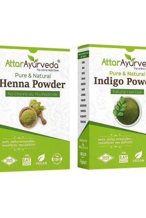 attar-ayurveda-natural-dye-for-black-hair-henna-indigo-leaves-powder-combo-pack-400-grams