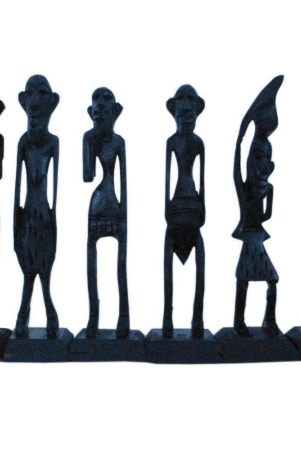 Antique African Zulu Tribal Men Handmade Wooden (Black) set of 6
