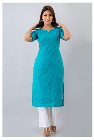 svarchi-turquoise-cotton-blend-womens-straight-kurti-l