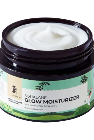 Pilgrim Squalane (Plant) Glow Moisturizer for face with Niacinamide & Vitamin C | Moisturizer for dry skin hydration | Face moisturizer with vitamin c for glowing skin | Non-greasy | 50 gm