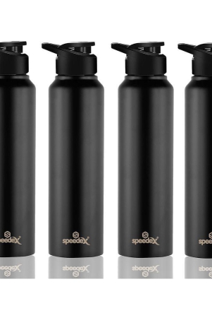 speedex-simplex-sipper-cap-black-1000-ml-steel-fridge-bottle-set-of-4-black