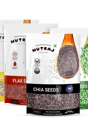 Nutraj Seeds Combo Pack 800g (Pumpkin Seeds 200g, Chia Seeds 200g, Flax Seeds 200g, Sunflower Seeds 200g)