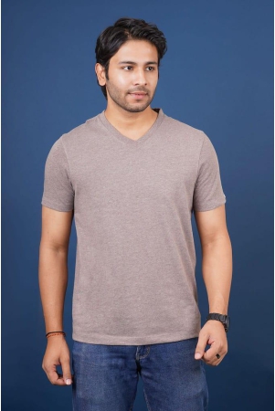 Men's Irown Brown Melange V-Neck T-Shirt