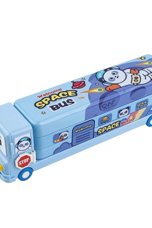 uttamrobotics-denzcart-cartoon-printed-school-bus-matal-pencil-box-with-moving-tyres-and-sharpner-for-kids-blue