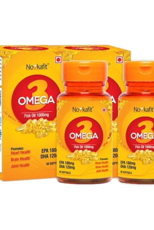 Novkafit Omega 3 Fish Oil 1000mg Heart, Brain & Immune Support 120 no.s Minerals Softgel Pack of 2