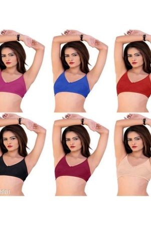 kiran-enterprises-pack-of-6-cotton-blend-non-padded-womens-everyday-bra-multicolor-none