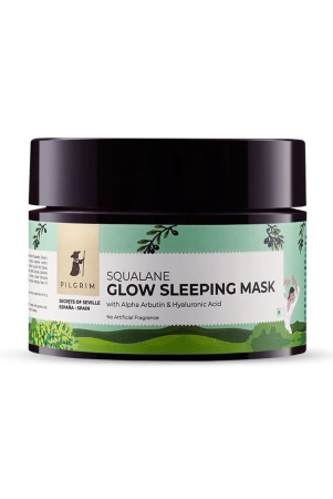 pilgrim-spanish-squalane-plant-glow-sleeping-mask-with-alpha-arbutin-hyaluronic-acid-face-pack-for-glowing-skin-skin-hydration-for-women-men-fragrance-free-no-parabens-sulphates50gm