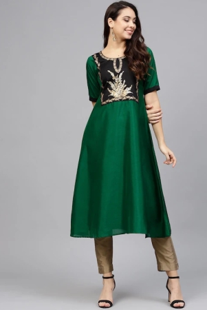 women-green-black-yoke-design-a-line-kurta