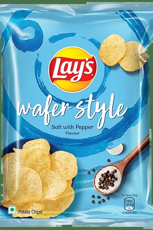 Lays Wafer Style Potato Chips - Salt With Pepper Flavour, Crispy Thin Snacks, 40 G