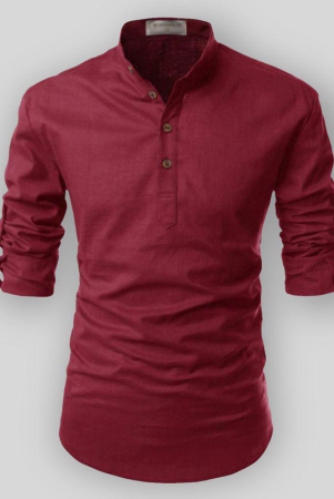 life-roads-maroon-cotton-mens-shirt-style-kurta-pack-of-1-none