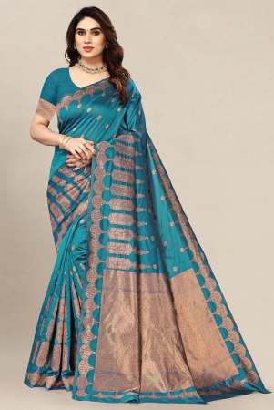 om-shantam-sarees-teal-banarasi-silk-saree-with-blouse-piece-pack-of-1-teal