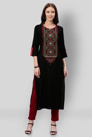 KIPEK - Black Rayon Womens Straight Kurti - L