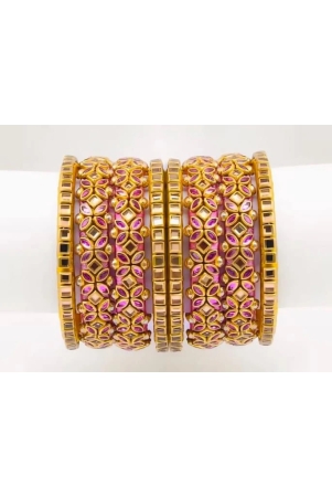 handmade-exquisite-pink-and-gold-bangle-set