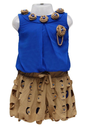 Zadums Girls Top & Shorts Dress, Blue - 6-7 Years