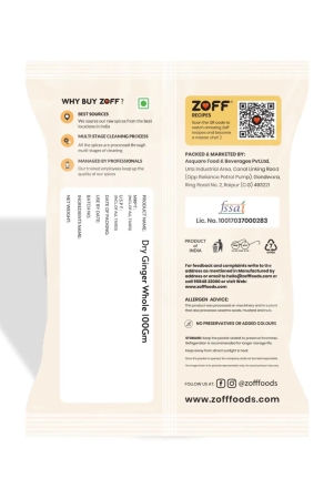 Zoff Dry Ginger | Healthy Whole Saunth Spices | 100% Natural 100 g