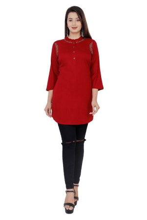 highlight-fashion-export-red-rayon-womens-straight-kurti-pack-of-1-m