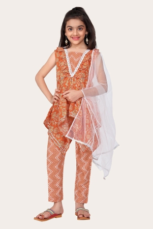 designer-cotton-print-work-kid-top-bottom-with-dupatta-orange-yellow-10-11-years