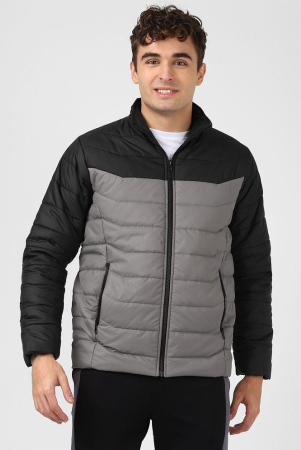 UrbanMark Men Regular Fit Men Black & Grey Quilted Jacket - None