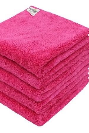 softspun-microfiber-high-loop-cleaning-cloths-40x40-cms-5-pcs-towel-set-280-gsm-pink-thick-lint-streak-free-multipurpose-cloths