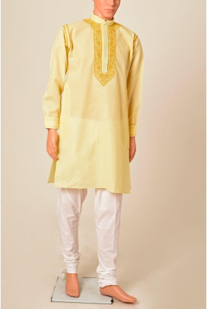 men-new-fashion-hand-chikankari-kurta-yellow