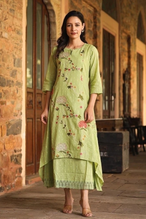 amiras-indian-ethnicwear-100-cotton-embroidered-asymmetrical-womens-kurti-green-pack-of-1-none