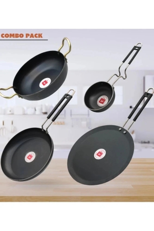 lazywindow-black-iron-no-coating-cookware-sets-set-of-4-