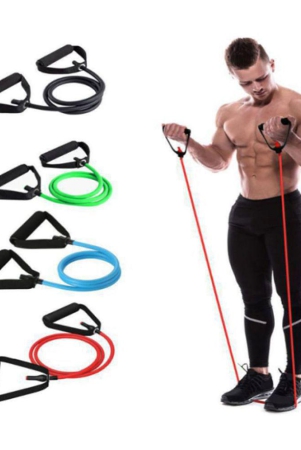 Single Toning Tube Pull Rope Elastic Resistance Bands Fitness Rope Rubber Bands for Fitness Exercise- For Men And Women (Multicolor) - Multi Color