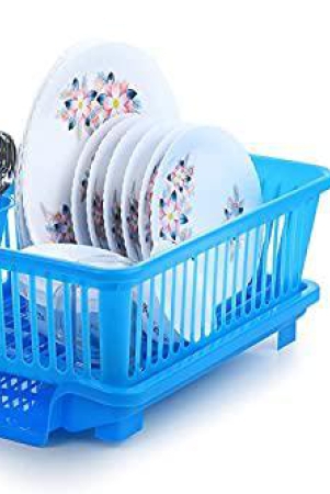 GOGA FASHION 3 in 1 Plastic Kitchen Sink Dish Rack Drainer Drying Rack Washing Basket with Tray, Dish Rack Organizers, Utensils Tools Cutlery, Pack of 1