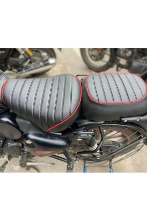 all-new-classic-350-re-reborn-classic-stripes-seat-cover-leather-finish-water-resistant-black-with-red-piping-after-2021