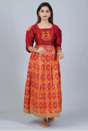 sathiyas-red-silk-blend-girls-gown-pack-of-1-none