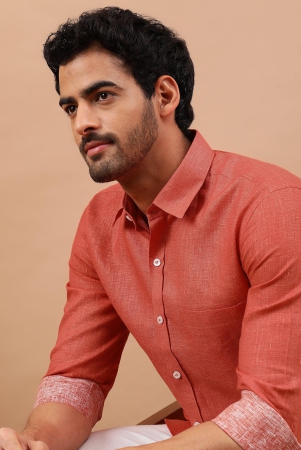 bronze-orange-men-linen-shirt-m