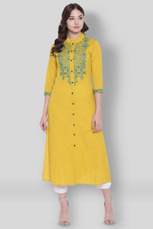 divena-yellow-cotton-blend-womens-front-slit-kurti-s