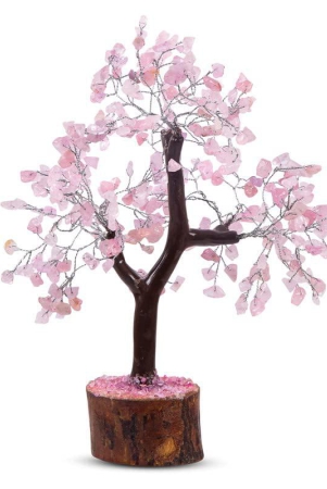 GOGA FASHION 24 SEVEN Rose Quartz Tree with Cork Lights for Love and Happiness,Feng Shui Tree for Love Attraction and Prosperity,350 Beads Bonsai Tree