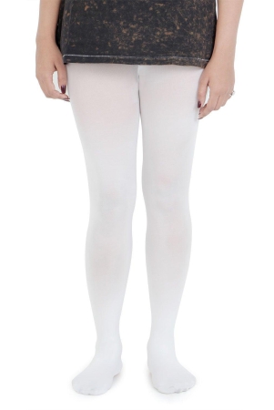 Plain Knitted Tights For Girls - White White 6-8 Years