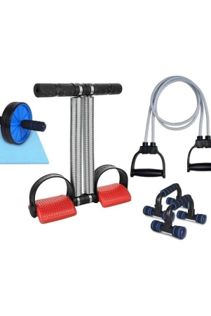 horse-fit-double-spring-tummy-trimmer-double-wheel-ab-roller-push-up-bar-and-double-toning-resistance-tube-home-gym-exercise-equipment-for-men-women-best-fitness-combo-red