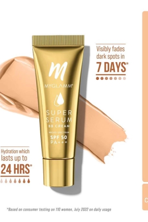 MyGlamm Super Serum BB Cream - 101 Cashew  | BB Cream With Hyaluronic Acid & SPF 50 PA+++ for UVA, UVB Protection & Natural Glow (30g)101 Cashew