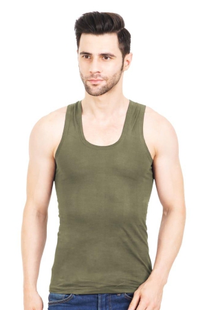 NRG Mens Sleeveless Colour Cotton Vest  ( Pack of 1 Dark Green ) G23