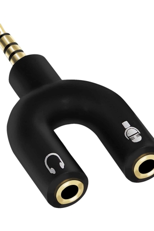 Lapster U-Shape Audio Jack Splitter, Headphones with Mic, 3.5 mm Jack Splitter (Black) - 1 Pieces