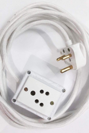 Tia 1 Sockets Power Extension with 8 m Cotton Cord, Anchor Socket and Plug (6 A)