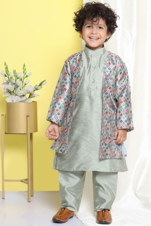 AJ Dezines - Pistachio Silk Blend Boys Sherwani ( Pack of 1 ) - None