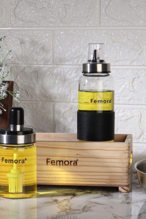 femora-borosilicate-glass-oil-bottle-500-ml-with-ghee-brush-jar-250-ml-in-one-wooden-tray-for-kitchen