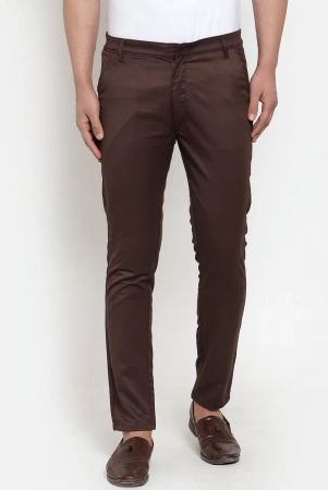 Indian Needle Mens Brown Solid Formal Trousers-30 / Brown