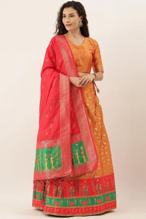 om-shantam-sarees-orange-art-silk-chaniya-choli-semi-stitched-lehenga-single-free-size