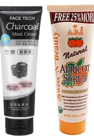 ClubComfort Ads Scrub 100 gm + Original Charcoal Face Mask Cream 230 gm Pack of 2