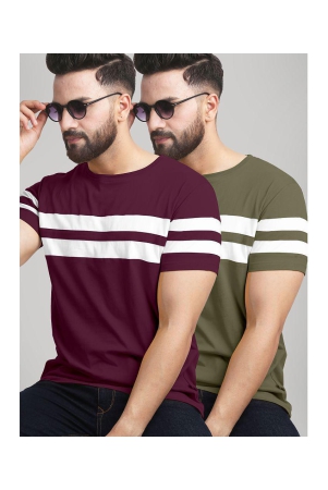 AUSK - Green Cotton Blend Regular Fit Mens T-Shirt ( Pack of 2 ) - None