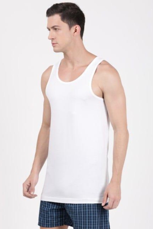 Men's Super Combed Cotton Round Neck Sleeveless Vest with Extended Length for Easy Tuck - White(Pack of 3)