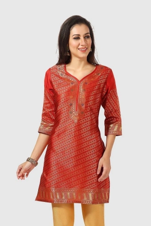 meher-impex-rust-art-silk-womens-a-line-kurti-pack-of-1-none